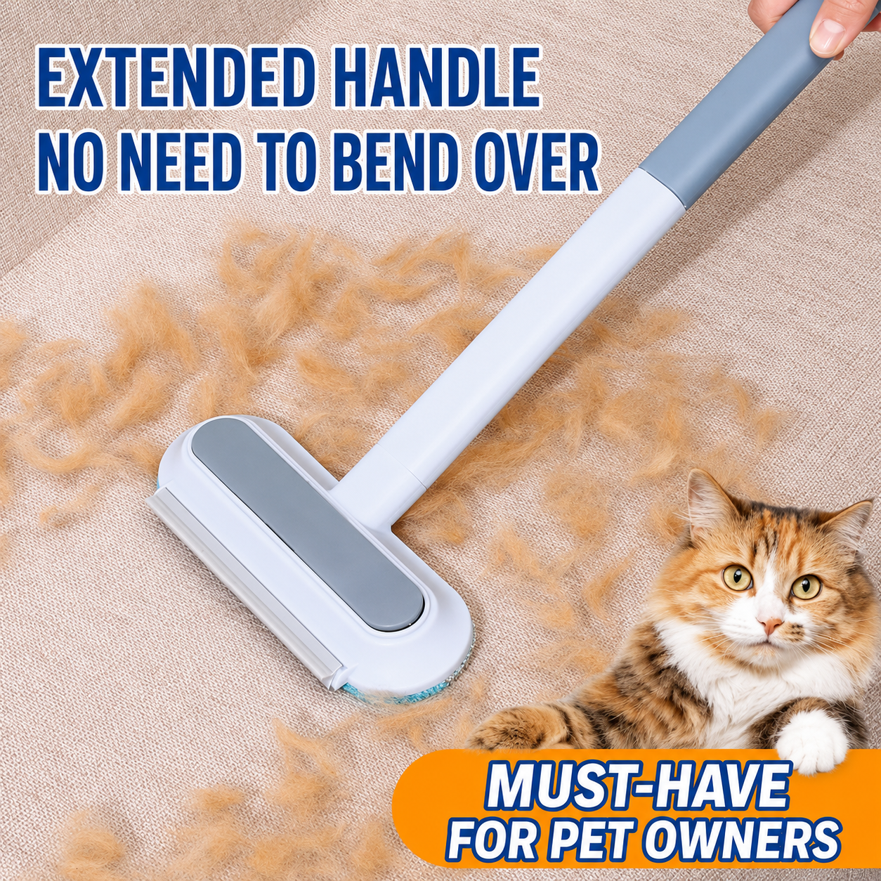 Reusable Pet Hair Remover Brush for Carpets, Couches & Furniture