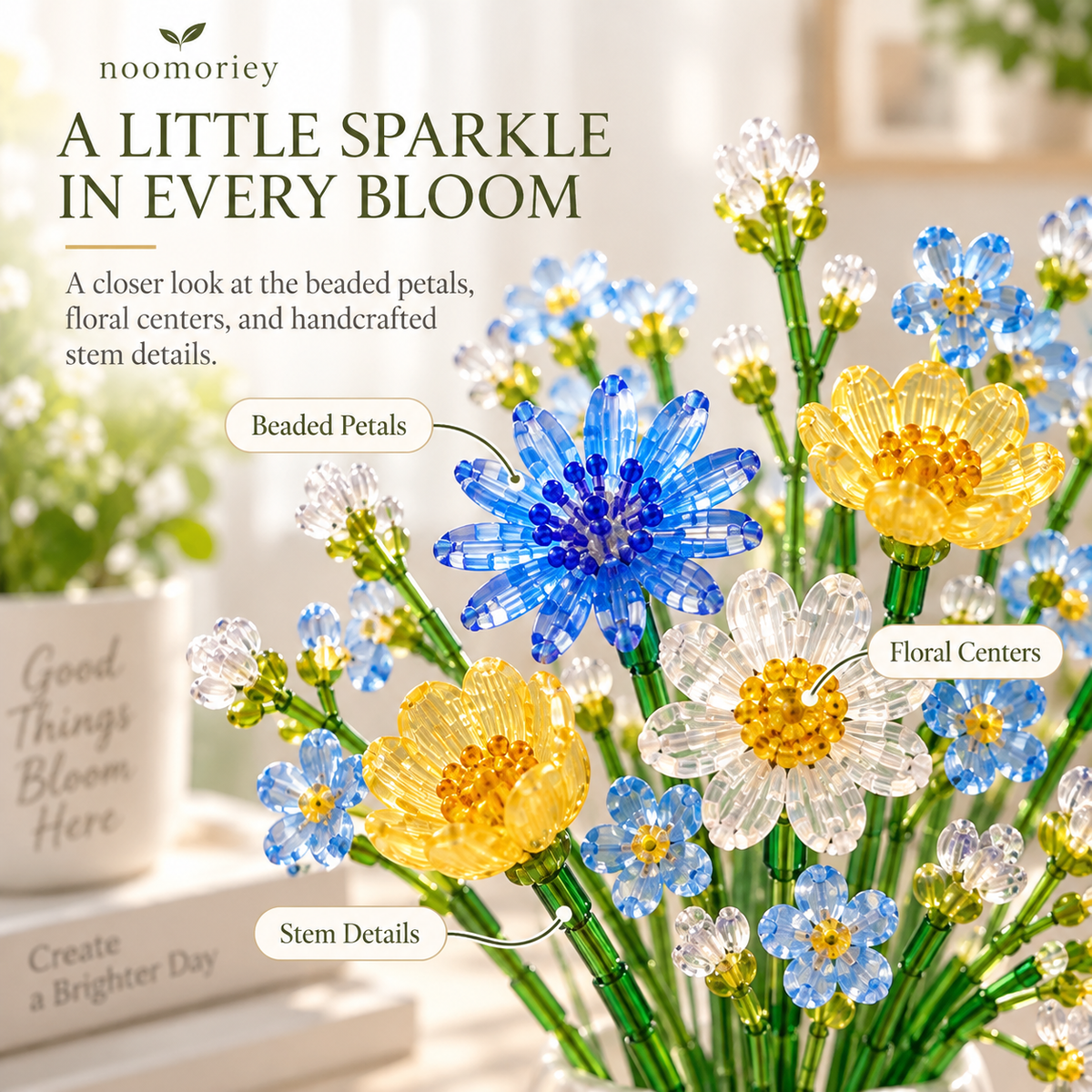 🌼✨DIY Beaded Wildflower Bouquet Kit – Handmade Crystal Flower Craft Set🌸✨