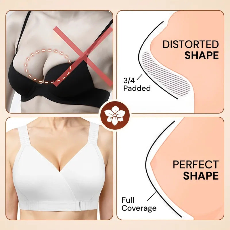 Front-Closure Wireless Comfort Bra – Adjustable Straps & Gentle Support