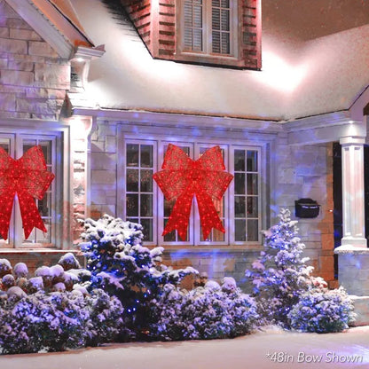 🎄 Lighted Holiday Bow Decoration - Large Outdoor LED Wall & Gate Bow