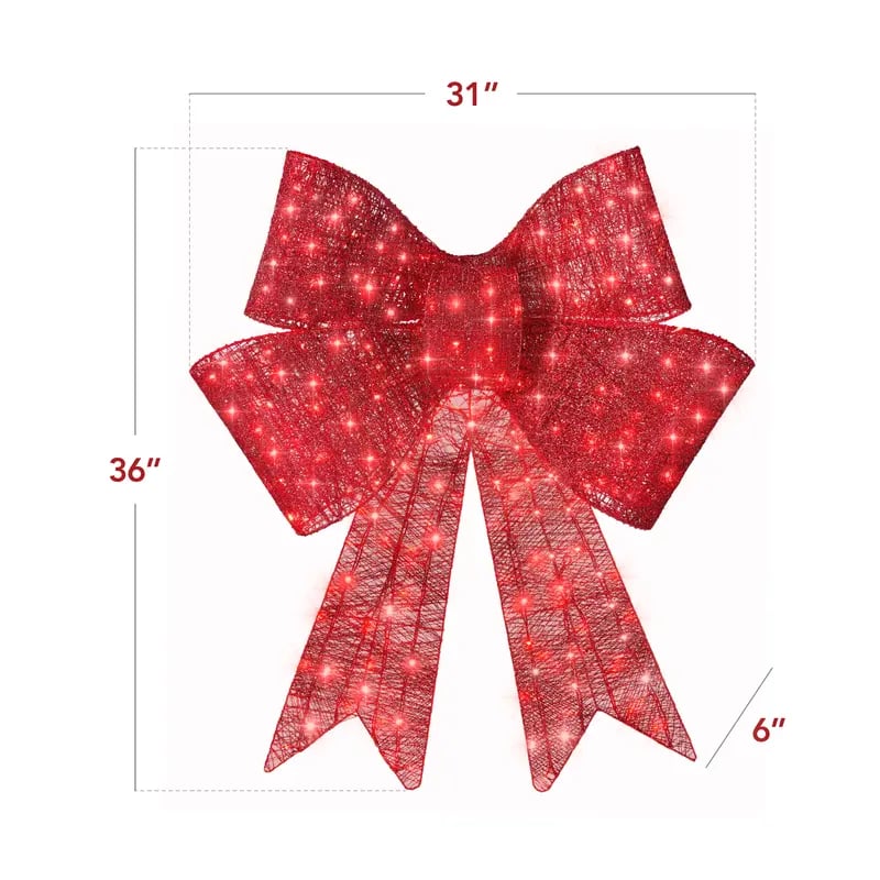 🎄 Lighted Holiday Bow Decoration - Large Outdoor LED Wall & Gate Bow