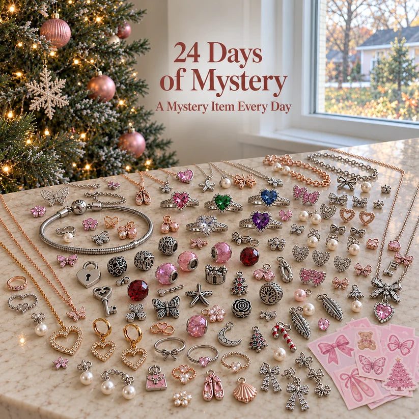 🖤💥 Black Friday Early Access Sale! 🎁 24-Day Christmas Jewelry Advent Calendar with Charms & Rose Gold Gift Box ✨💎