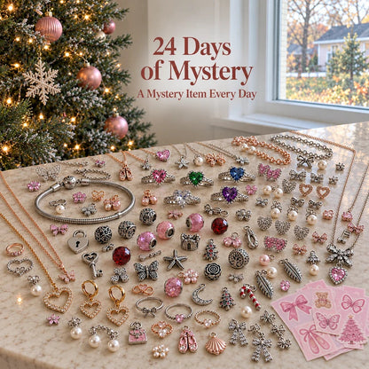 🖤💥 Black Friday Early Access Sale! 🎁 24-Day Christmas Jewelry Advent Calendar with Charms & Rose Gold Gift Box ✨💎