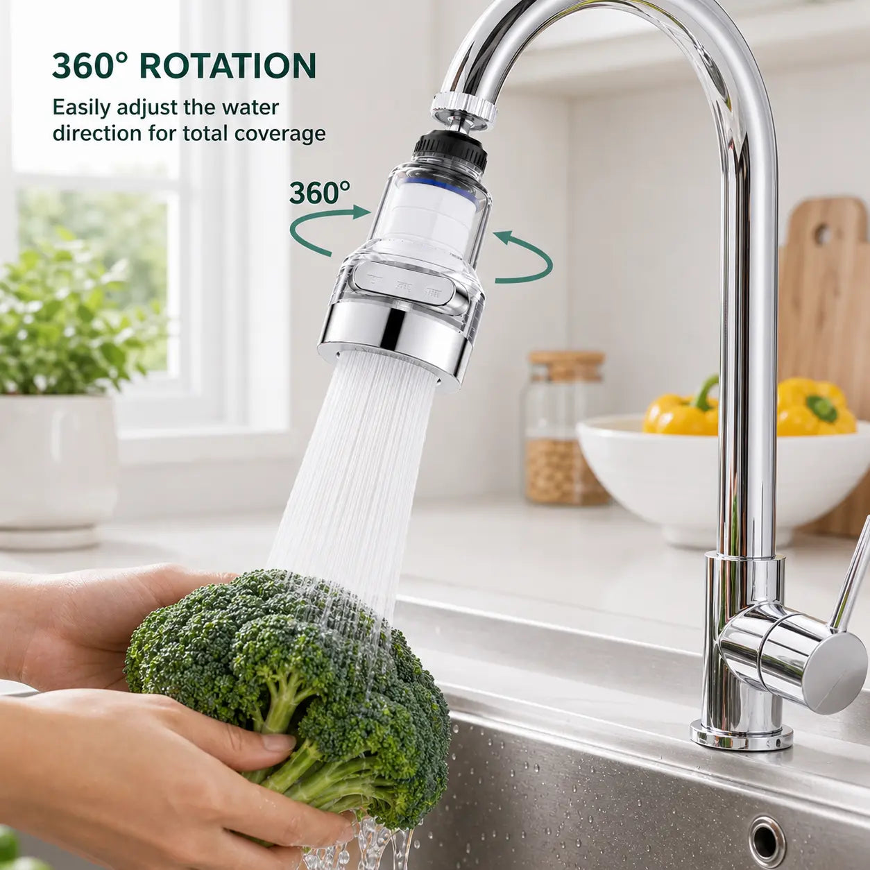 ✨ 50% OFF 3-Mode Rotating Faucet Sprayer for Easier Cleaning