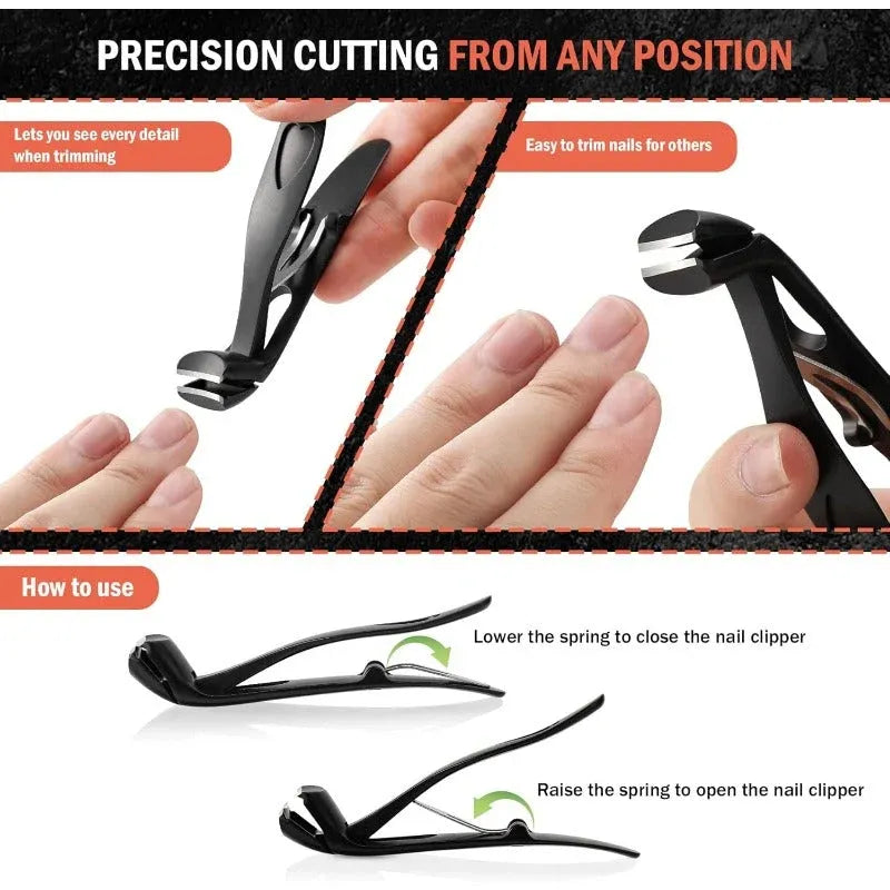 ✂️ Ergonomic Wide-Jaw Toenail Clipper with Anti-Splash Catcher for Thick Nails 🛡️