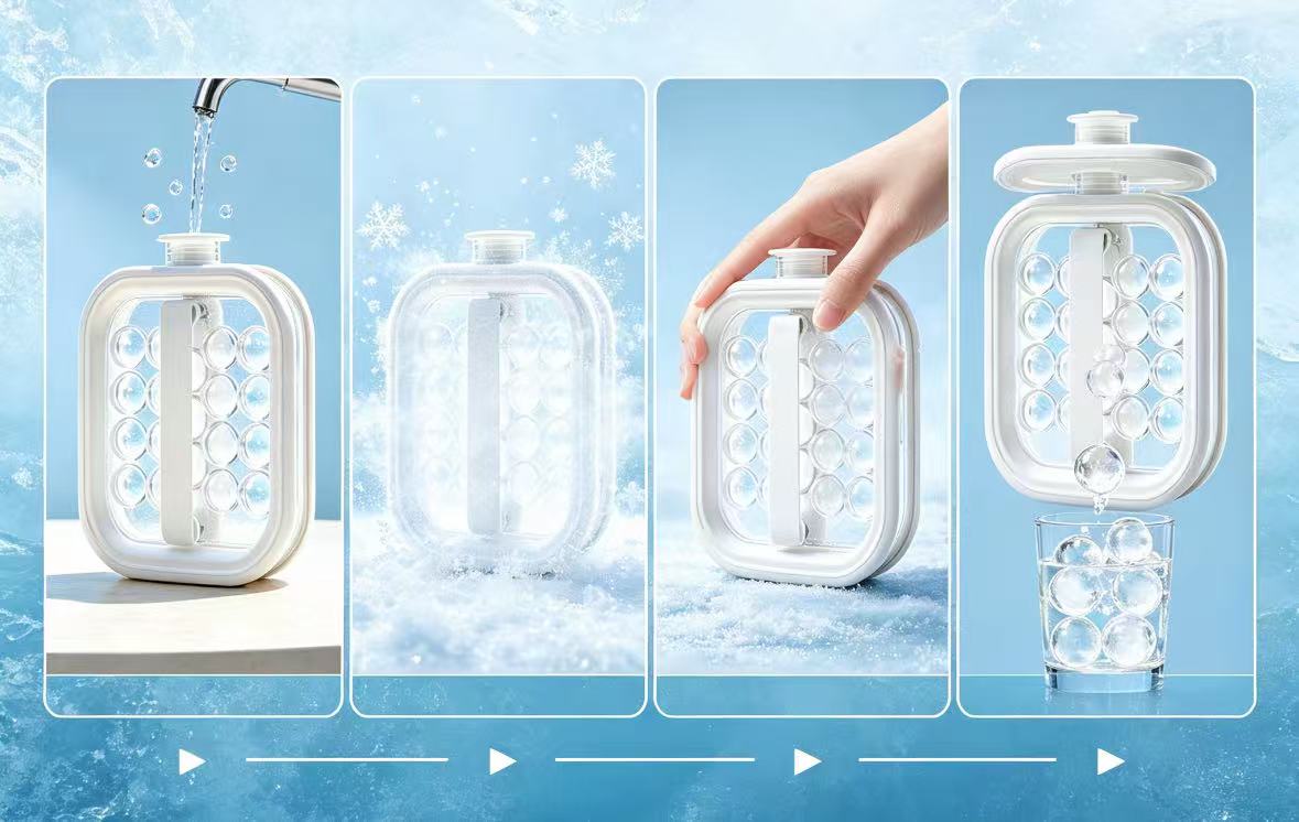 Portable Silicone Ice Ball Maker Bottle Freeze,Store & Release Perfect Ice Balls with Ease