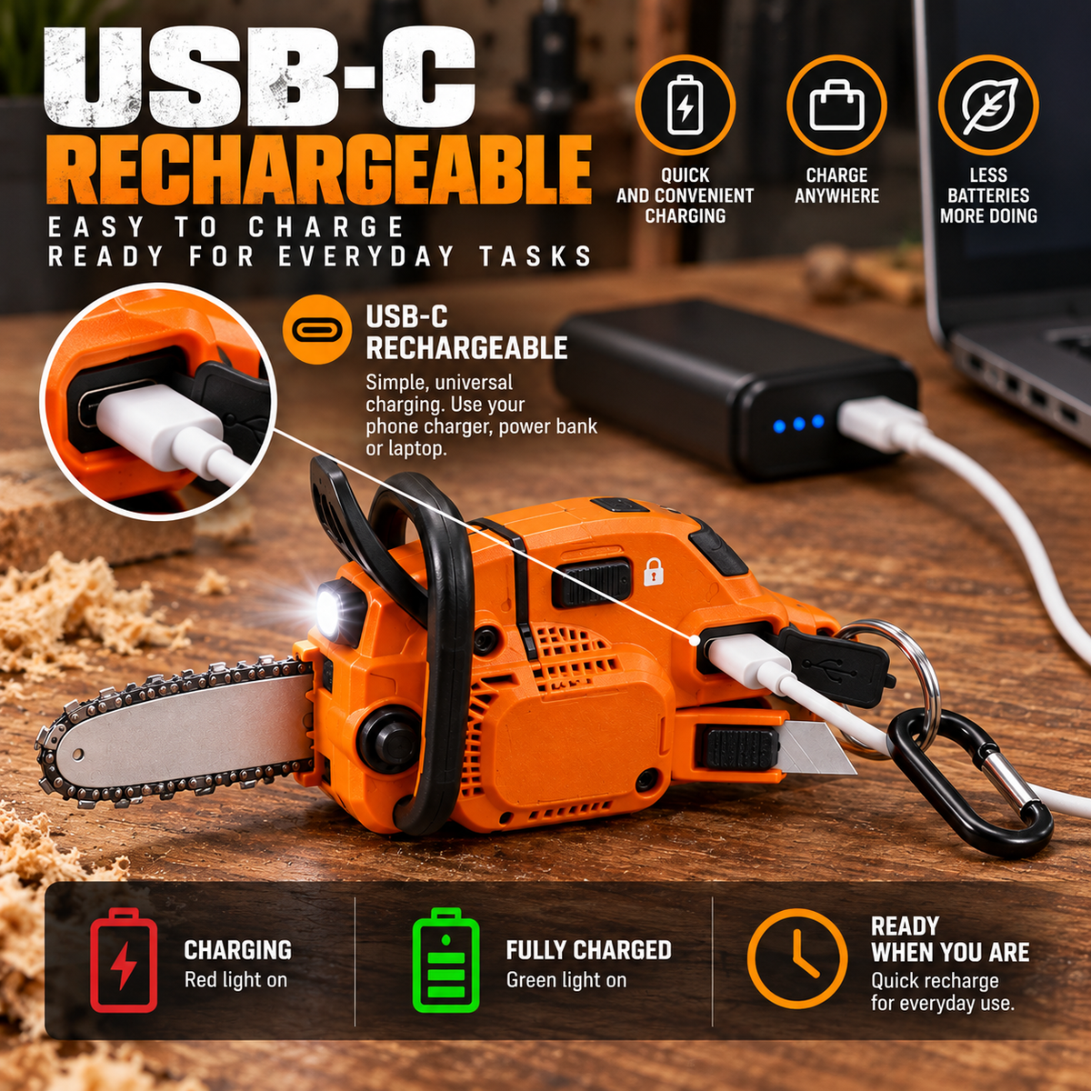 ⚡ Mini Rechargeable Keychain Cutting Tool