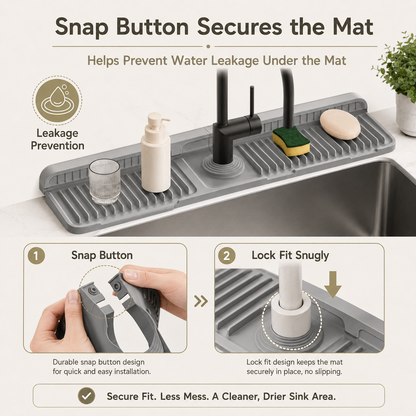 📢 LAST DAY 49% OFF 🔥 Silicone Faucet Splash Guard Mat 🚰 7° Self-Draining Sink Counter Mat