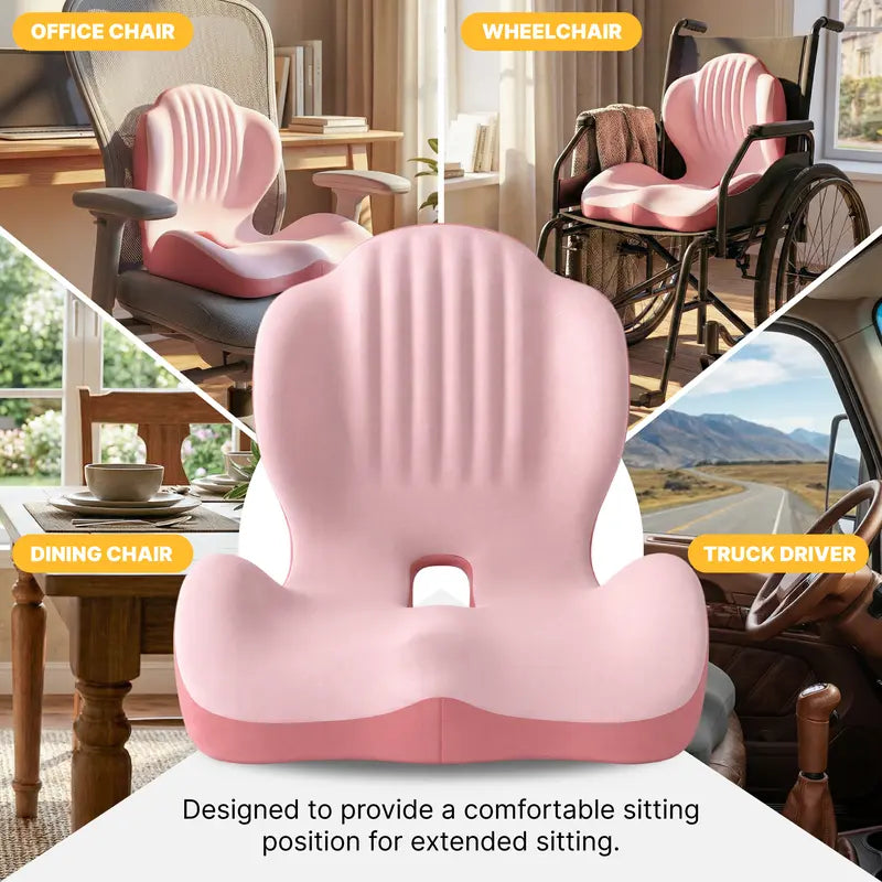 Ergonomic Memory Foam Seat & Back Cushion for All-Day Comfort🪑