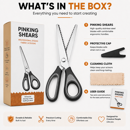 ✂️ 48 OFF Professional Pinking Shears – Stainless Steel Zigzag Fabric Cutting Scissors