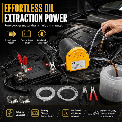 💯 📢📢50% OFF !! ⚡ Portable 12V/24V Electric Self-Priming Oil & Fuel Transfer Pump with Alligator Clamps 🛢️