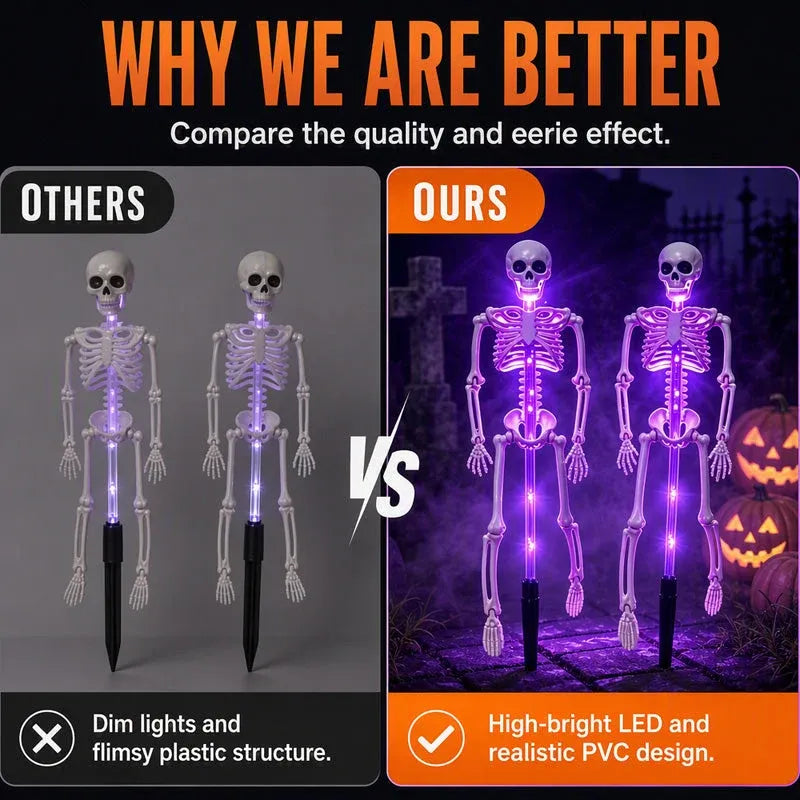 🎃 LIMITED TIME 50% OFF 🦴 Halloween Skeleton Solar Lights ✨ Create A Spooky Glow For Your Yard Tonight