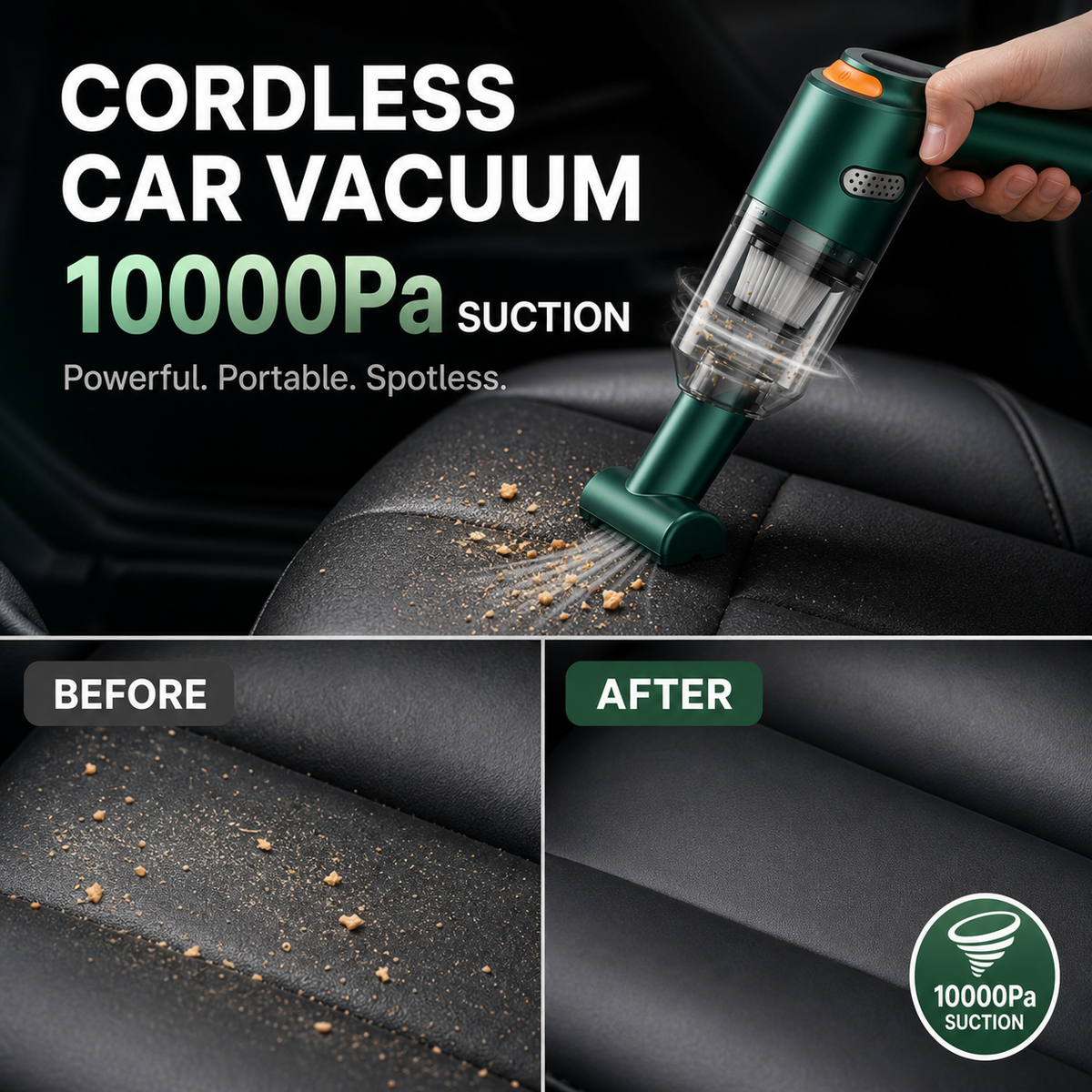 🚗 10,000Pa Cordless Handheld Car Vacuum Cleaner – Powerful Lightweight Rechargeable Vacuum for Car & Home