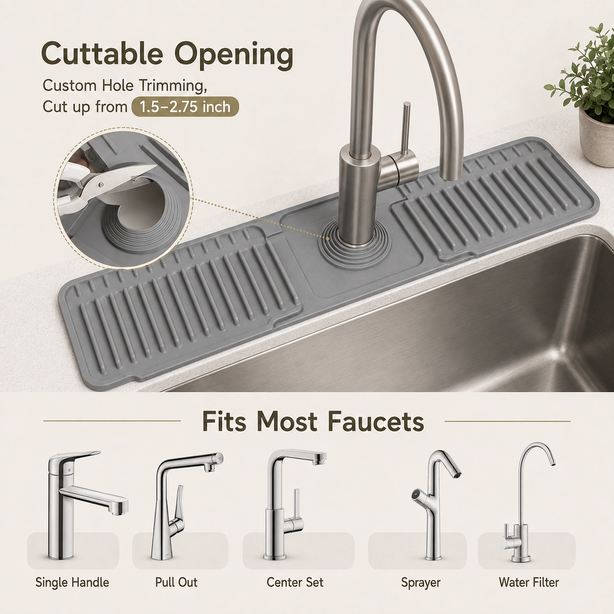 📢 LAST DAY 49% OFF 🔥 Silicone Faucet Splash Guard Mat 🚰 7° Self-Draining Sink Counter Mat