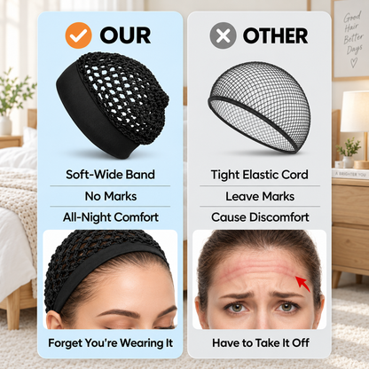 ✨ Breathable Wide-Band Crochet Hair Net | Pressure-Free Snood Sleep & Skincare Cap 💆‍♀️