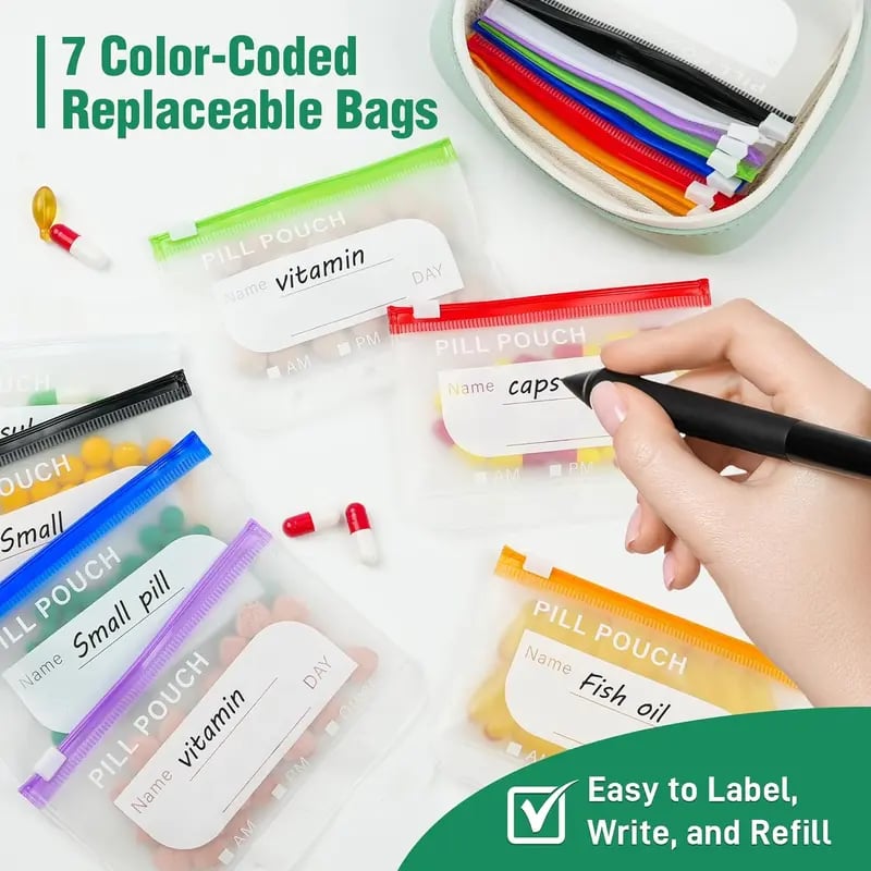 🔥 Limited-Time Deal 💊 14-Pouch Portable Pill Organizer – Stay Organized at Home or On the Go ✨