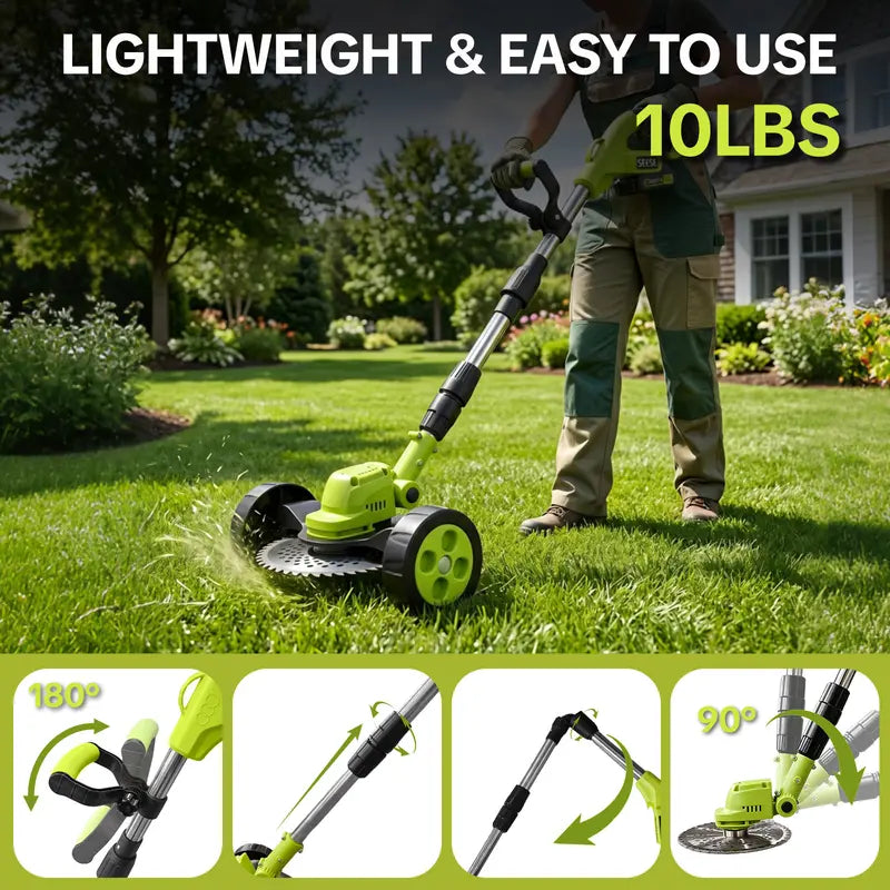 🌿 21V Cordless 3-in-1 Grass Trimmer, Edger & Mini Lawn Mower with 2 Batteries 🔋