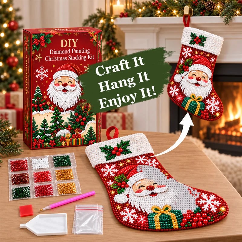 🎅 50% OFF ✨ DIY Diamond Painting Christmas Stocking Kit – 🎄 Make a Christmas Stocking They’ll Remember
