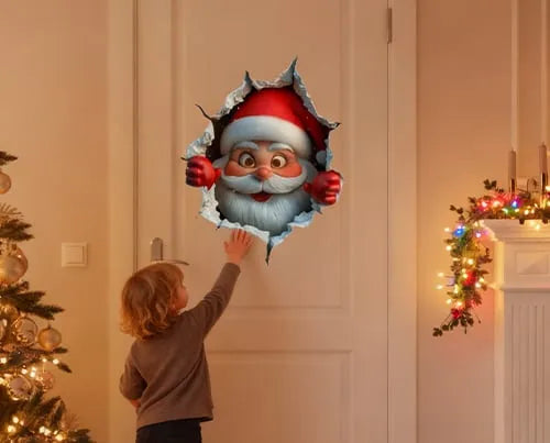 🎅 Christmas Hot Sale 🎄 Peeking Santa Wall Sticker – Easy Holiday Magic for Any Room