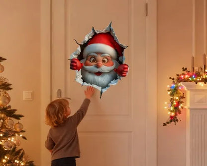 🎅 Christmas Hot Sale 🎄 Peeking Santa Wall Sticker – Easy Holiday Magic for Any Room