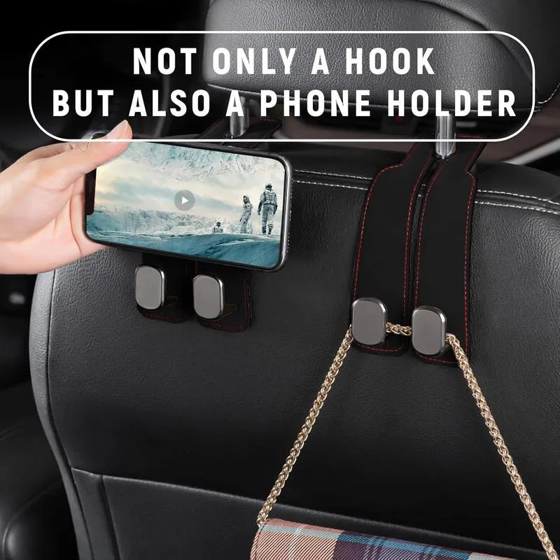 👜 50% OFF Double Car Headrest Hook 🚗 Turn Wasted Seat Space Into Extra Storage