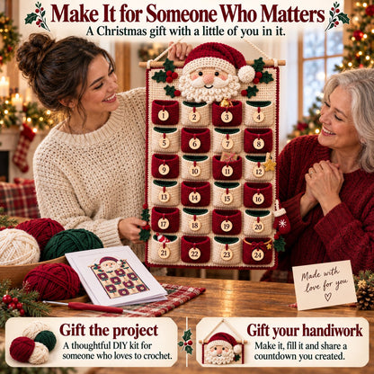 ⏳ Last Day 49% OFF – 🎄 24-Pocket DIY Christmas Crochet Advent Calendar Kit with Moveable Star Marker 🧶