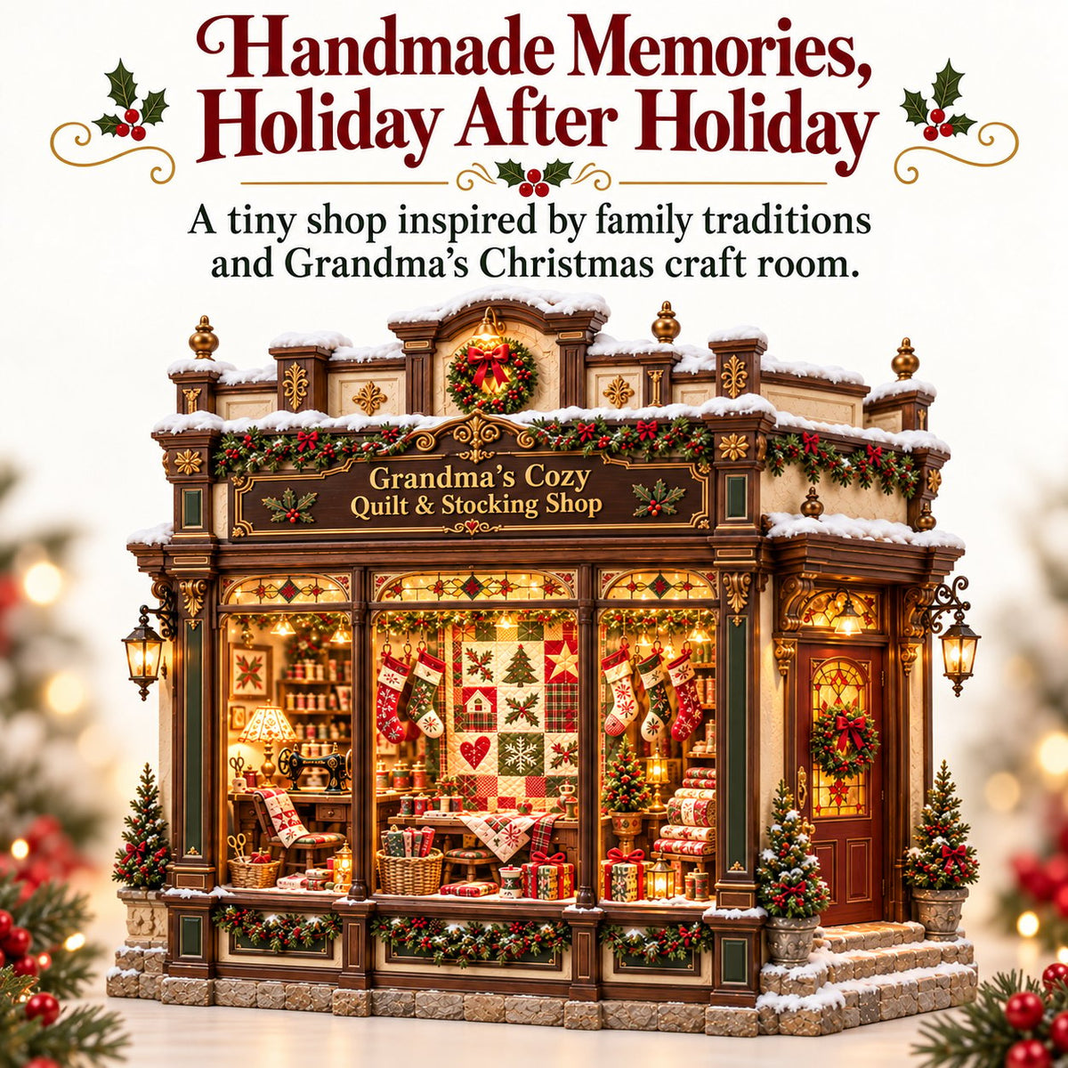🎄✨ Grandma’s Cozy Quilt Shop– DIY Light-Up Christmas Miniature | Build Your Own Holiday Magic ❤️