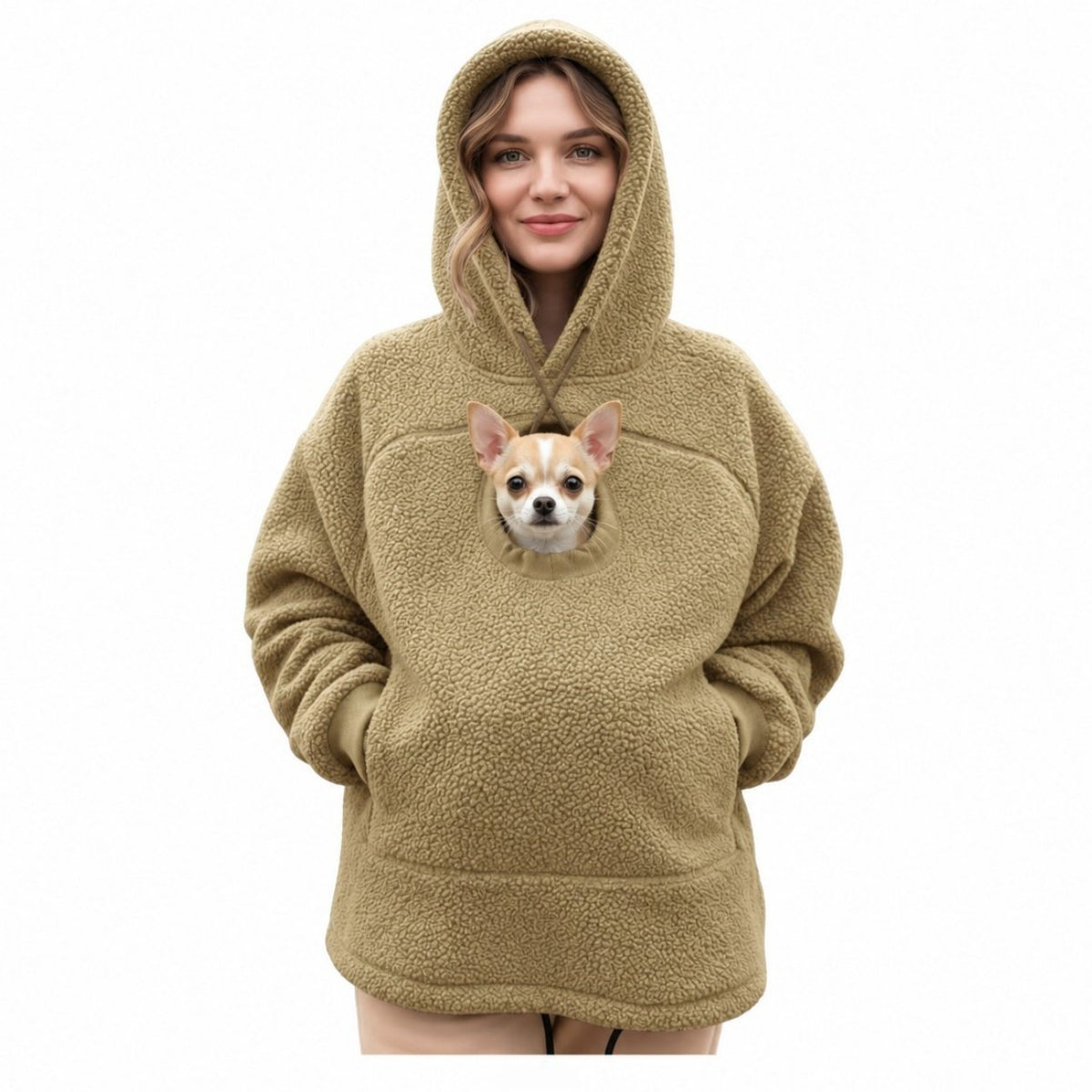 Hoodie With Dog&Cat Pouch Fleece Casual Oversized Sweatshirt