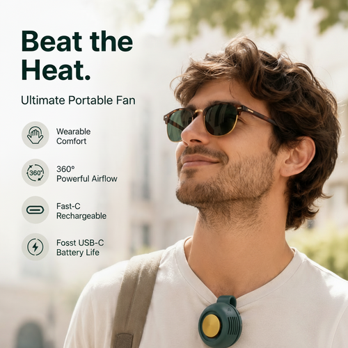 Rechargeable Clip-On Wearable Fan for Hands-Free Summer Comfort☀️