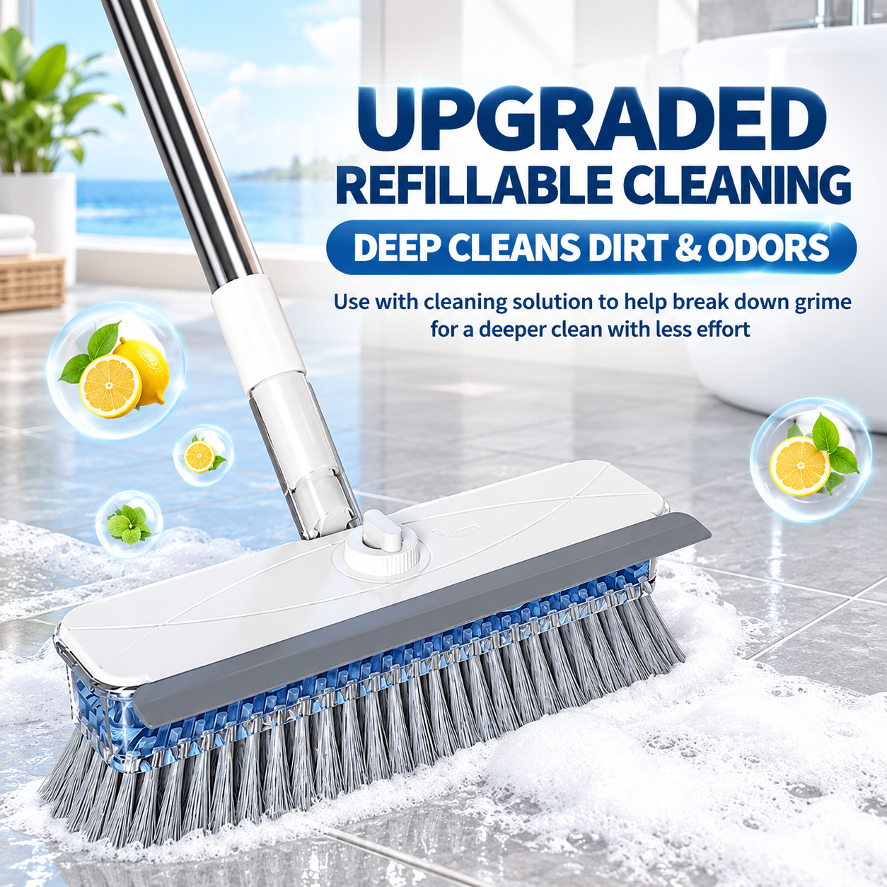 🔥 Long Handle Stiff Bristle Floor Scrub Brush – Deep Clean Bathroom Tiles & Floors