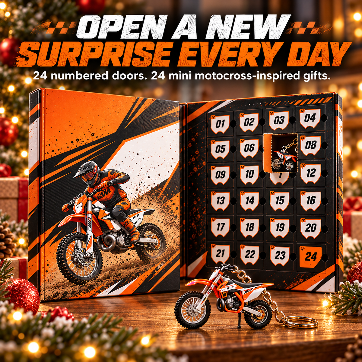 🏁 24-Day Motocross Advent Calendar – Rider-Inspired Mini Charms & Dirt Bike Christmas Surprises