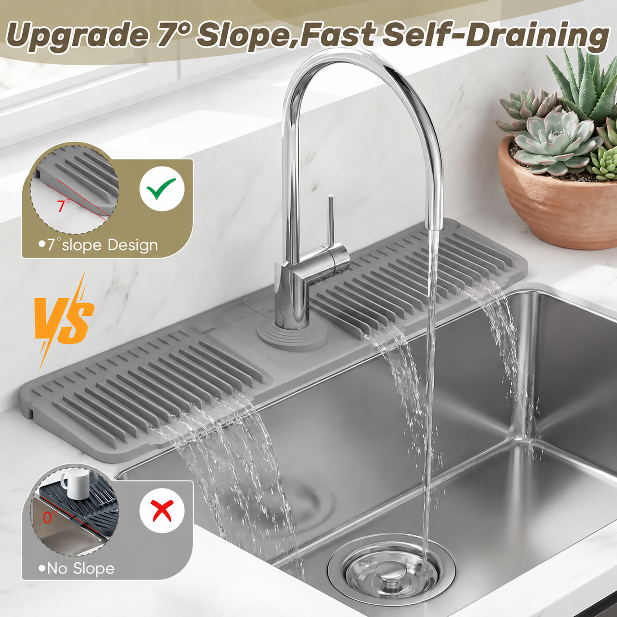 ✨ Self-Draining Faucet Mat – Keep Your Sink Counter Dry & Organized 48% OFF