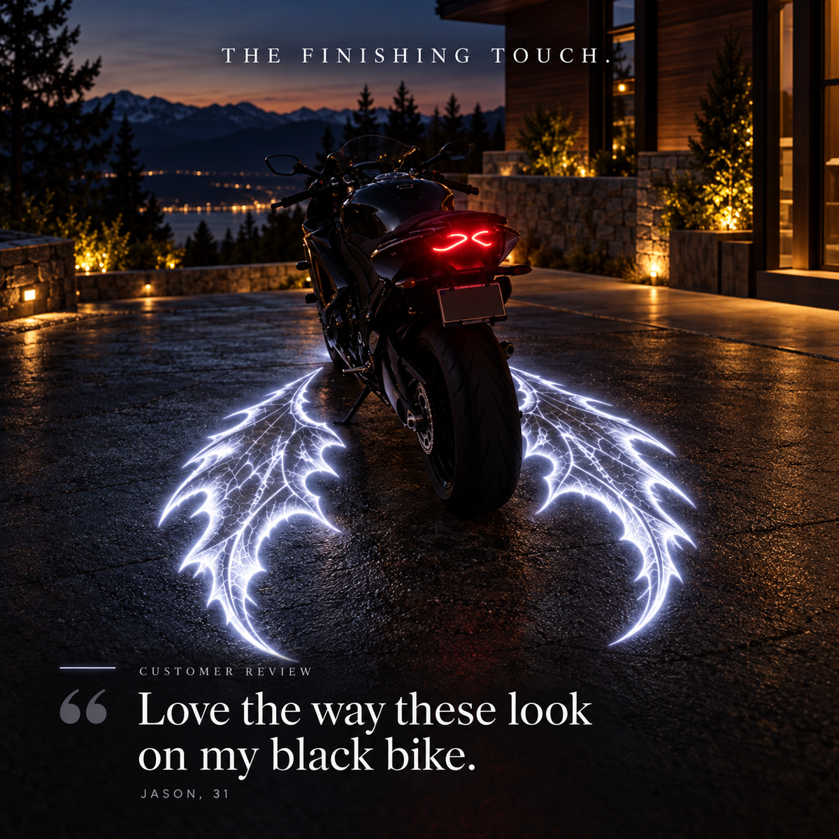 🏍️ Motorcycle Wing Projection Lights 🪽 After-Dark Ground Projectors