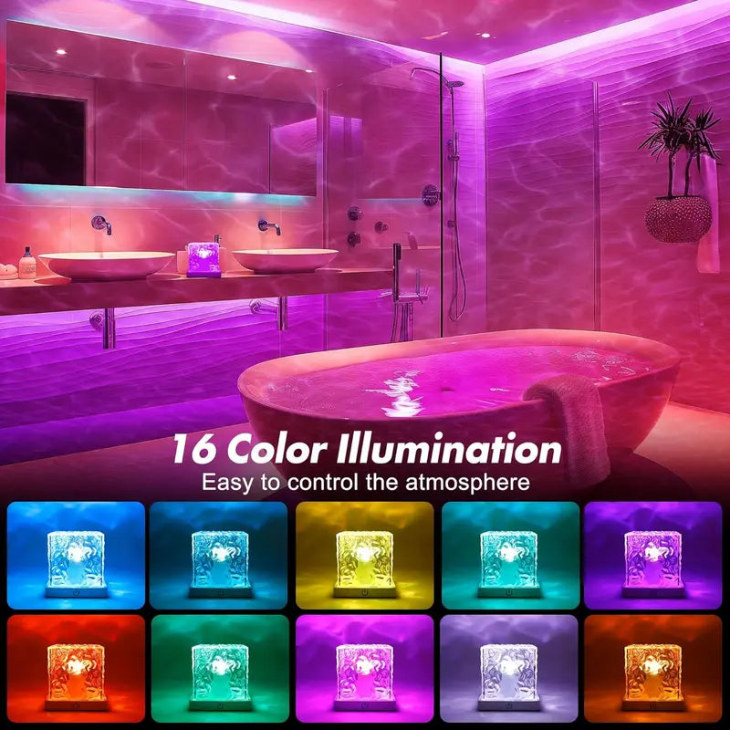 🌊 50% OFF Water Ripple Projector Lamp — 16 Colors, Remote Control & Dreamy Ocean Light Effects