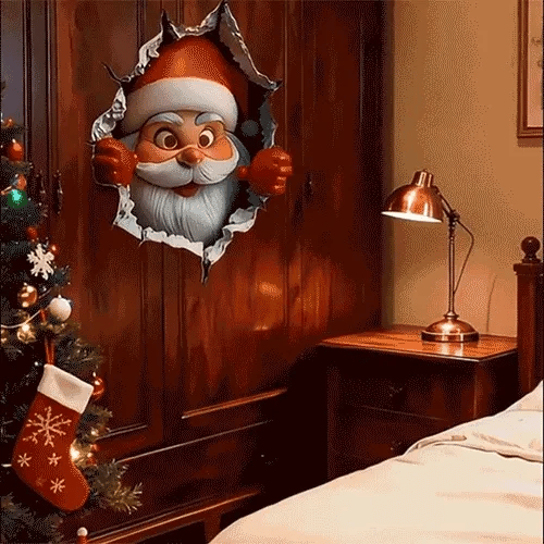🎅 Christmas Hot Sale 🎄 Peeking Santa Wall Sticker – Easy Holiday Magic for Any Room