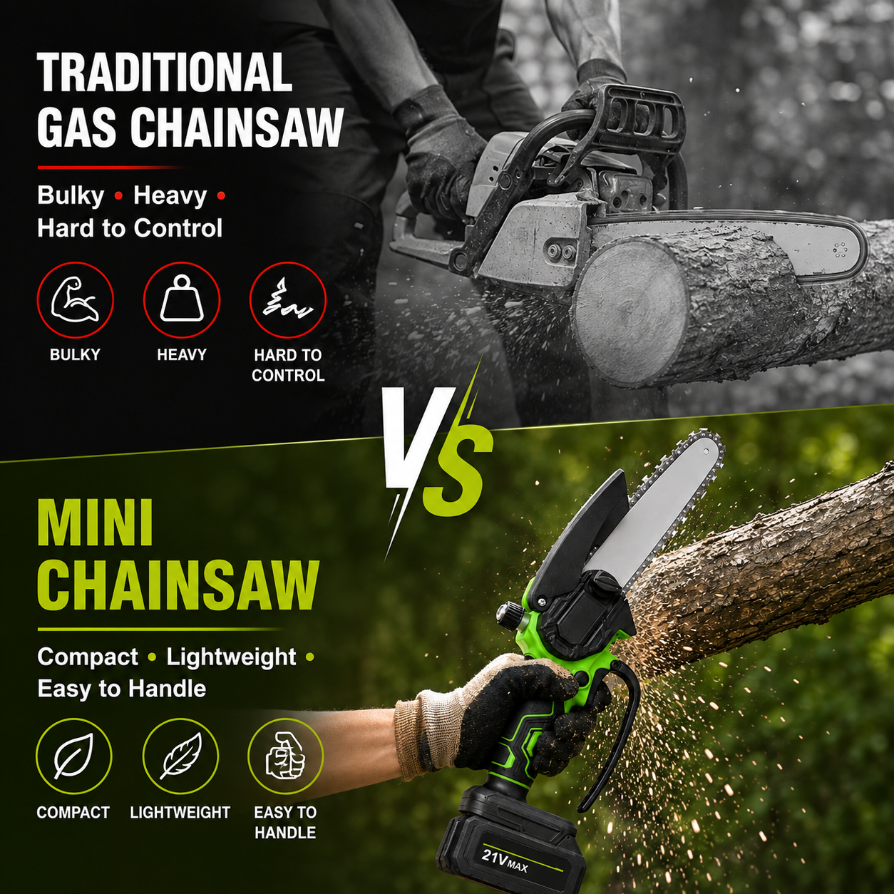 🔥 48% OFF 6-Inch Cordless Mini Chainsaw – Powerful & Easy Cutting 🌲