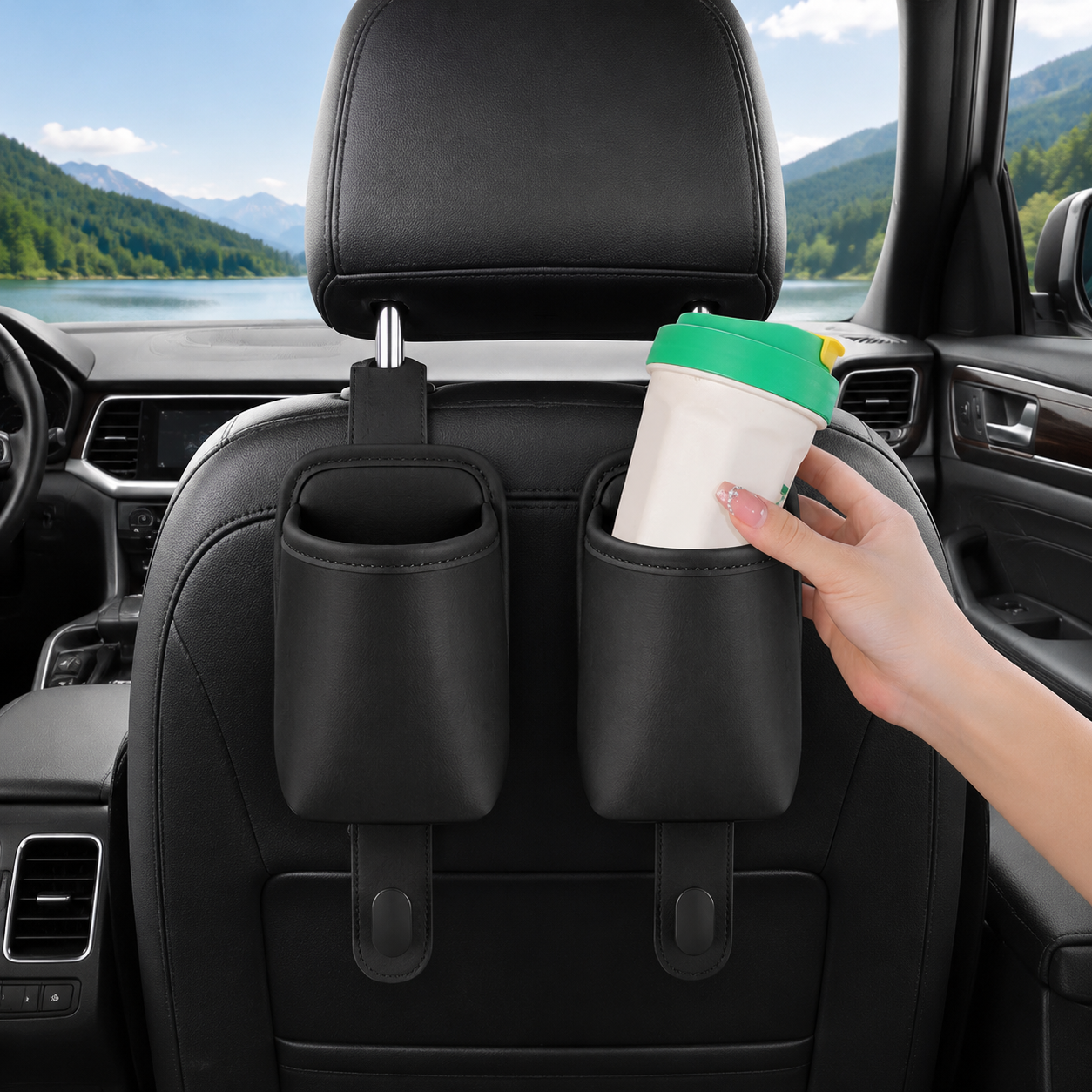 🥳NEW HOT SALE🥳💞55K+ SOLD!🚗🧺 58% OFF! Leather Car Door Cup Holder – Wide‑mouth opening, easy reach for drinks & phone. Clip‑on secure fit. PU leather, tough & stylish. 🛡️✨