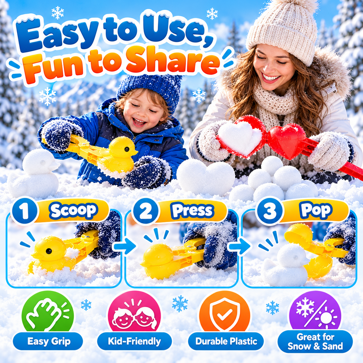 ☃️ Make Snow Days More Fun – Easy Snowball Makers for Kids, Families & Friends