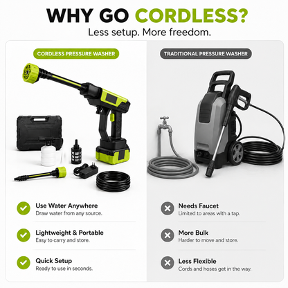 💦48% OFF Cordless Pressure Washer Kit – 6-in-1 Nozzle, 4000mAh Battery & Foam Bottle