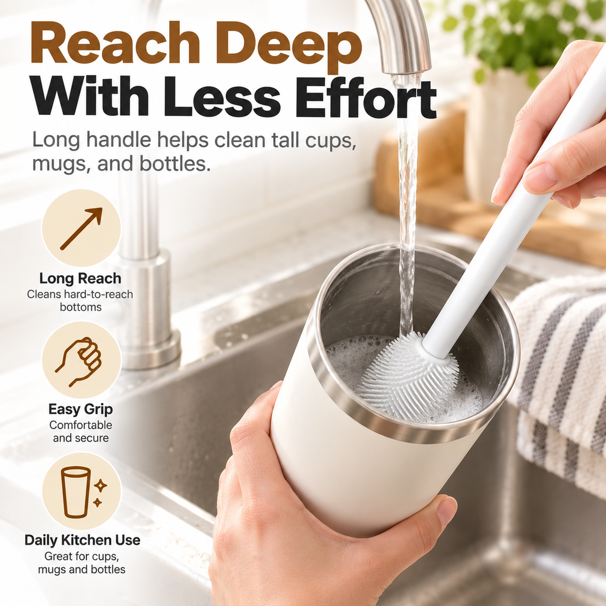💥 49% OFF 4PCS Foldable Silicone Cup Cleaning Brush Set – Deep Clean Every Corner