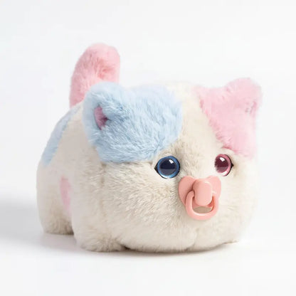 🐱 Interactive Plush Fluffy Kitten Toy with Voice Repeating & Magnetic Pacifier 💗