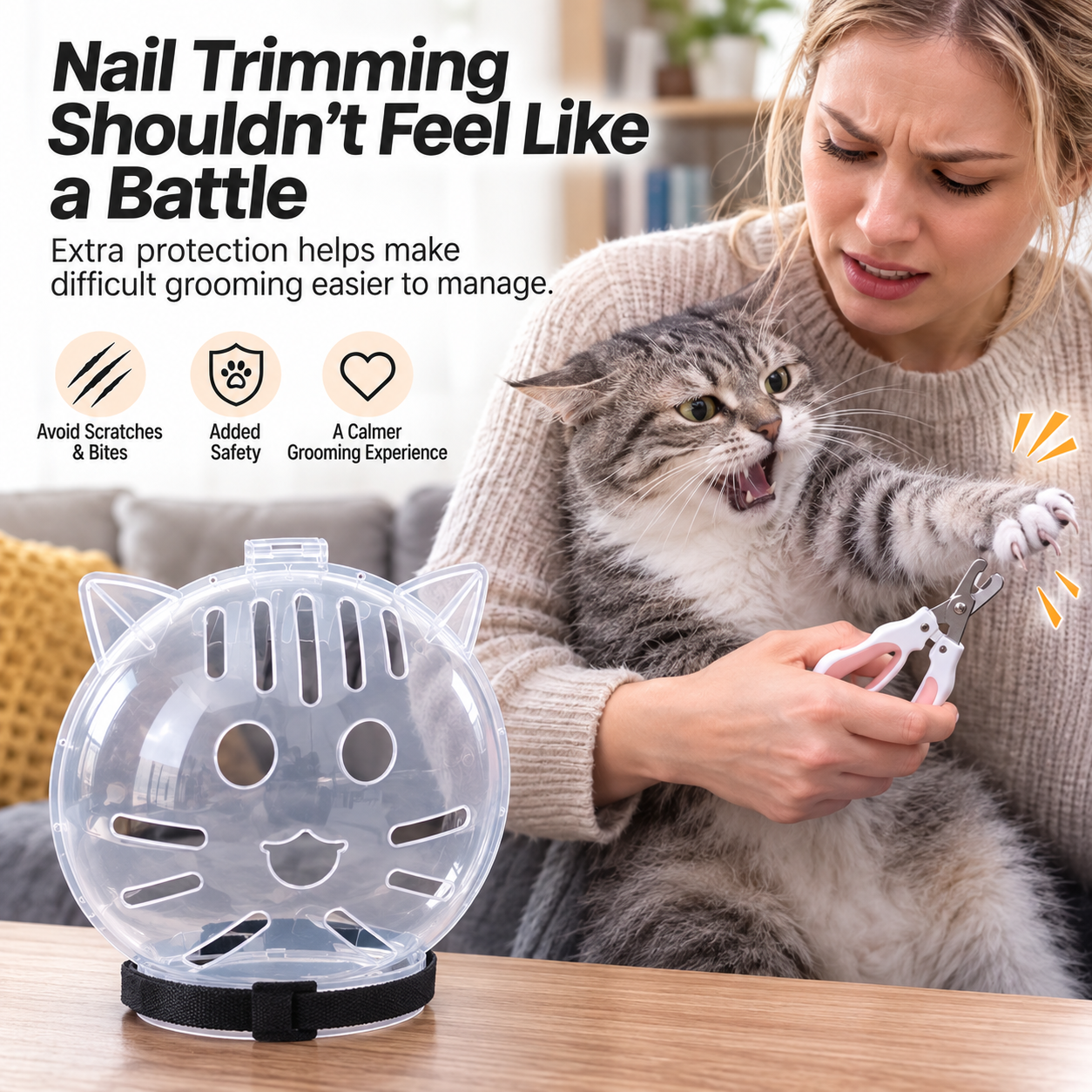 ✨ Save 50% Today 🐱 Cat Grooming Protective Hood for Nail Trimming & Bathing