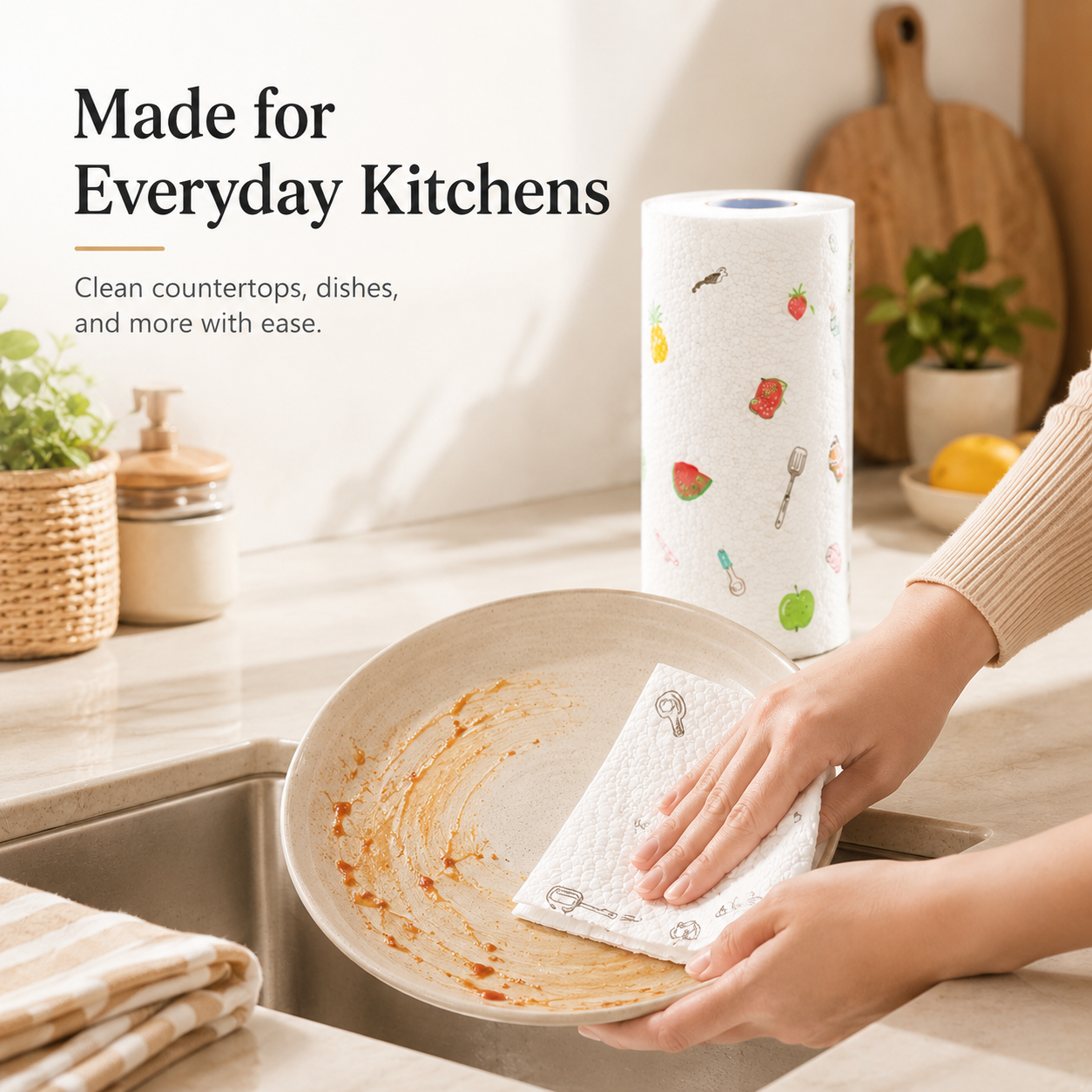 🍳 49% OFF 50-Sheet Kitchen Cleaning Cloth Roll – Thick, Absorbent & Wet/Dry Use