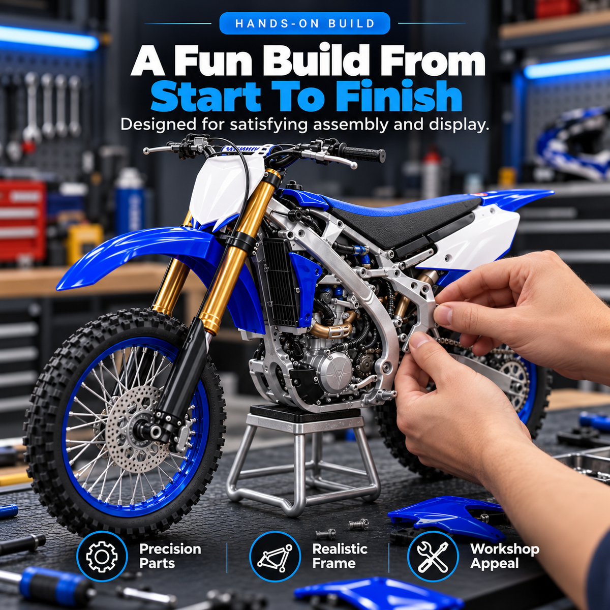 🏍️ 1:6 DIY Motocross Bike Model Kit – Build Your Own Off-Road Legend