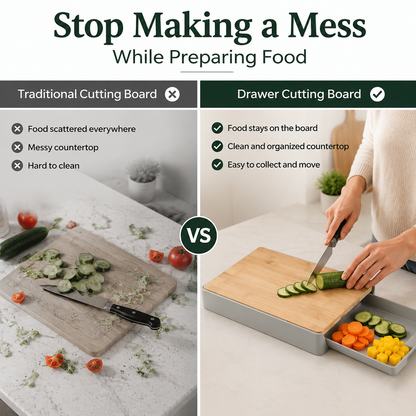 Cutting Board Drawer Set with Tray and Lid