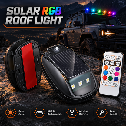 🌈 Solar RGB Car Roof Strobe Lights –🚗 5-Pack Wireless No-Drill Cab Light Set