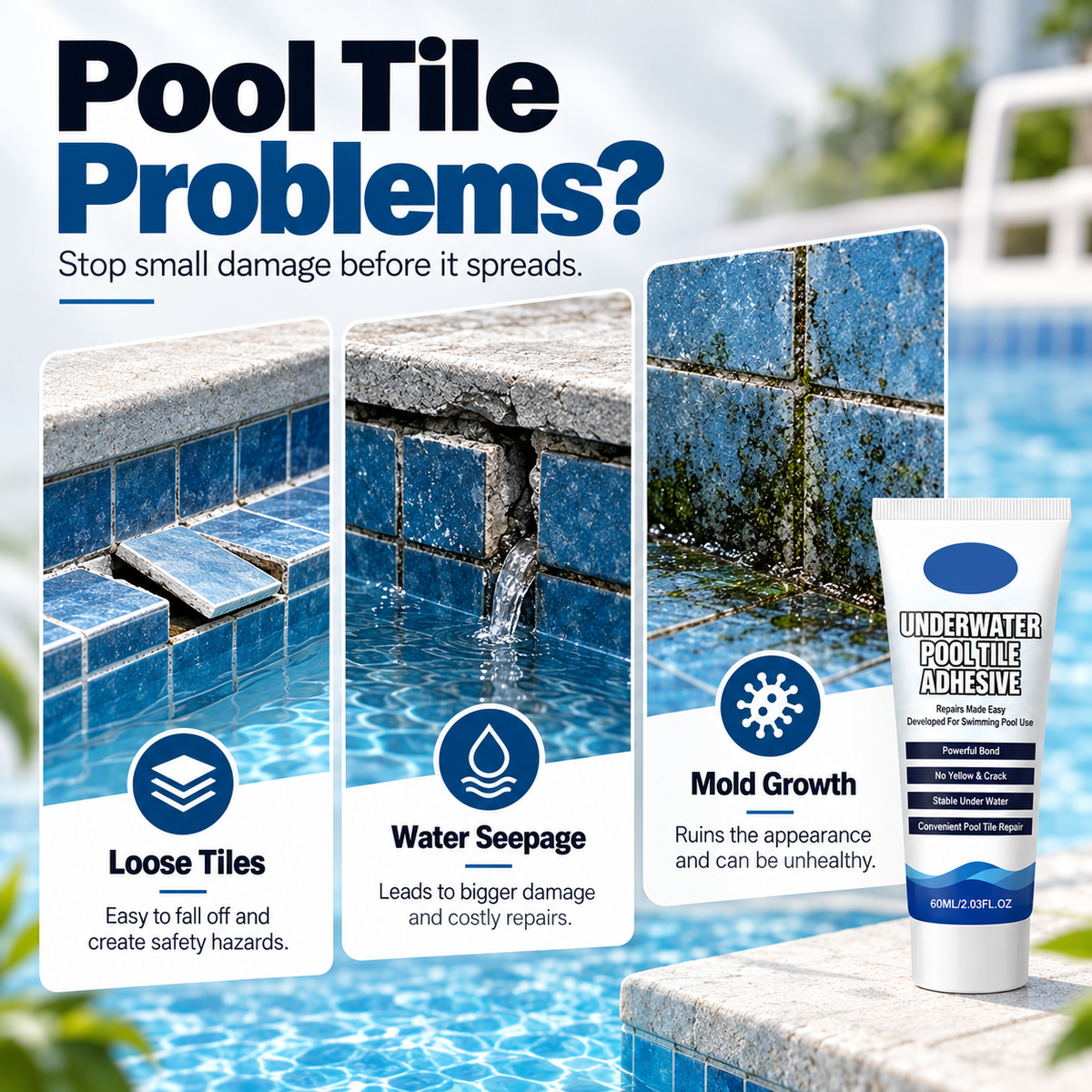💧 Waterproof Underwater Swimming Pool Tile Repair Adhesive Glue 🏊‍♂️