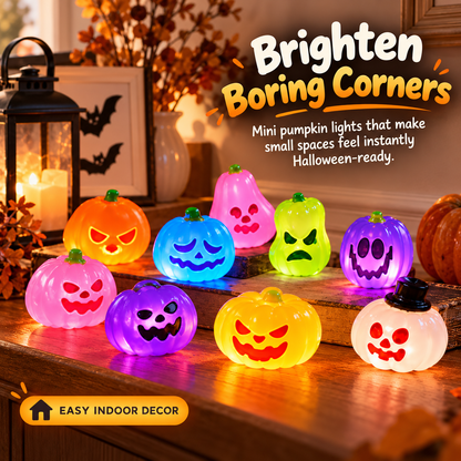 🎃 Colorful Glowing Mini Halloween Jack-O'-Lantern Pumpkin Night Lights Table Decor 🌈