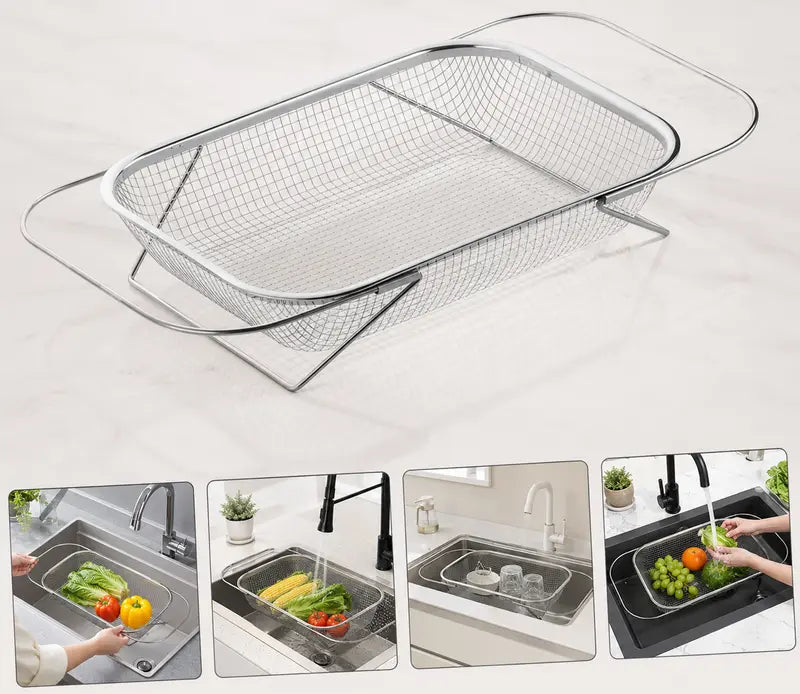 ✨ Save 50% Today 🥬 Expandable Over-the-Sink Strainer Basket – Rinse, Drain & Dry with Ease