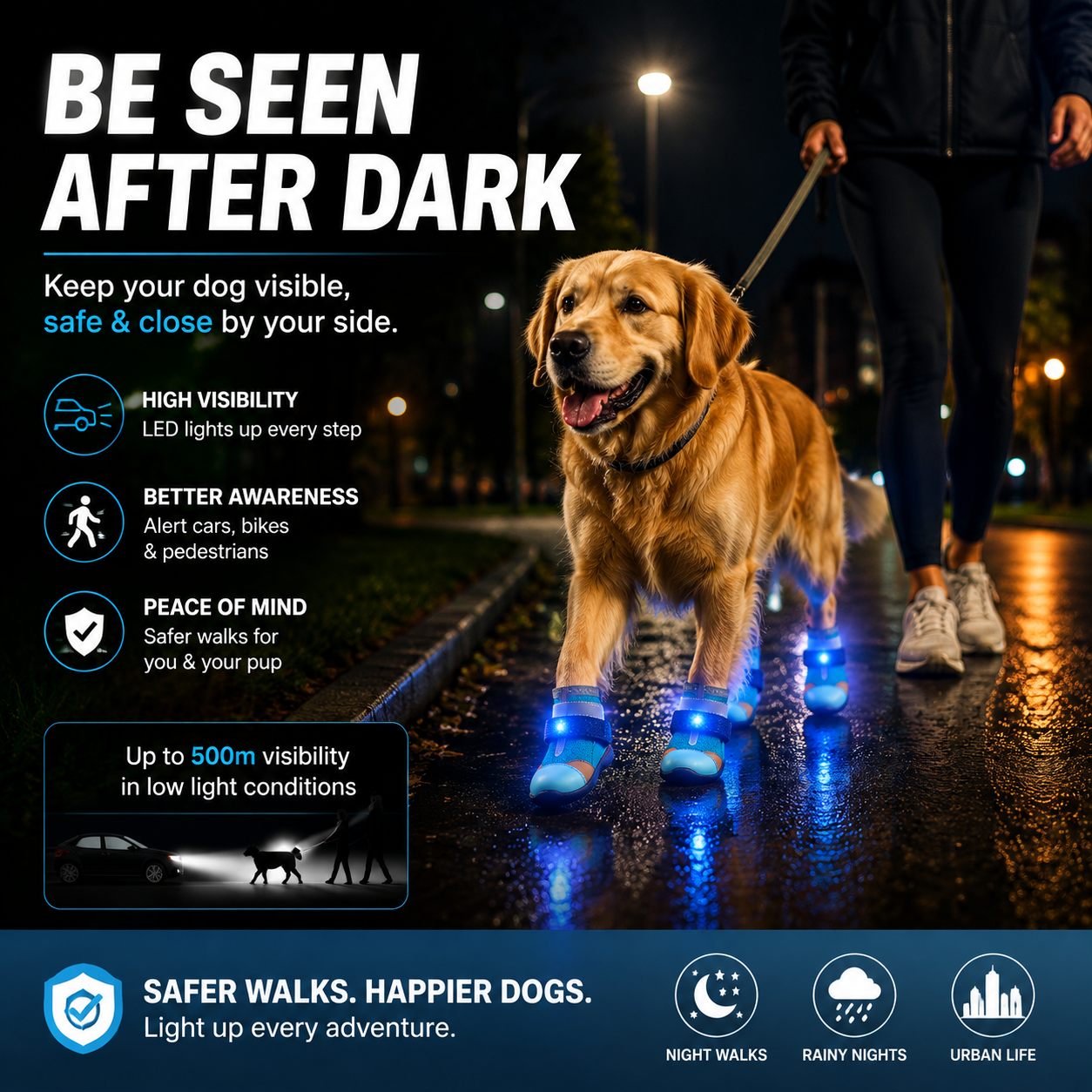LED Light-Up Dog Boots